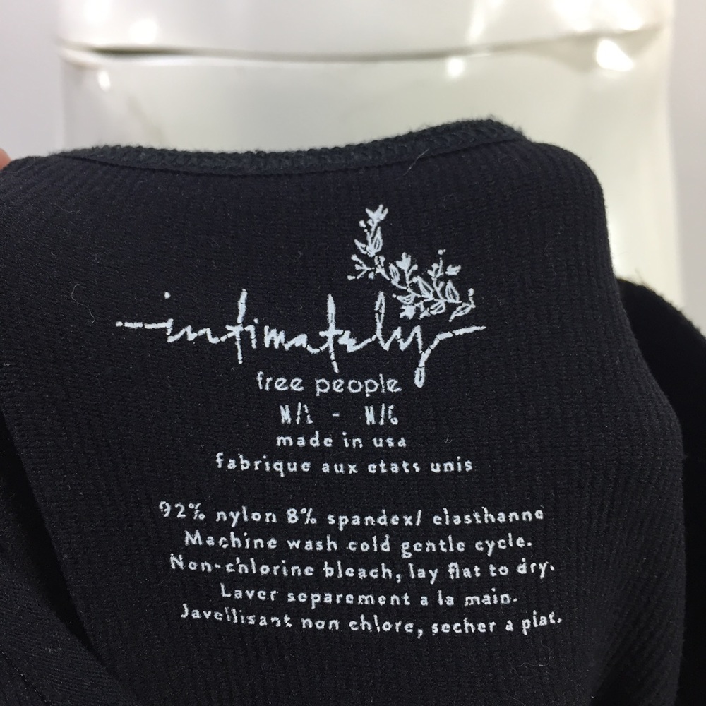Free People Ribbed Long Sleeve Top Black M/L - Picture 4 of 15